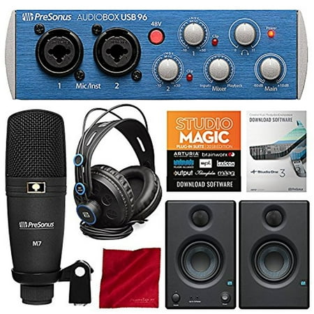 Video Recording Software PreSonus AudioBox 96 Studio Plus Recording Kit with Studio One Software and PreSonus Eris E3.5 Multimedia Reference Monitors (Pair) Bundle ()