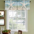 thumbnail image 3 of Coastal Beach Curtain Valances for Windows, Kitchen Valance Window Treatments Panel 2 Pack, Summer Retro Starfish Wave Rod Pocket Short Curtains for Bathroom Bedroom 54 x 18 Inch, 3 of 8
