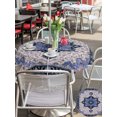 thumbnail image 6 of Outdoor Tablecloth with Umbrella Hole Zipper Retro Ethnic Round Tablecloth 60" Waterproof Outside Table Cloth Southwest Tribal Geometric Patterns Blue Patio Table Cover Tablecloths for Picnic Party, 6 of 8