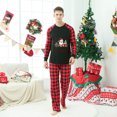 thumbnail image 2 of Odeerbi Christmas Pajamas for Family Holiday Plaid Long Sleeve Family Christmas Pajamas Matching Sets Dad Print Parent-child Suit Two-Piece Sleepwear Xmas Family Matching PJs Set Red, 2 of 7