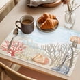 thumbnail image 3 of Blue Red Coastal Placemats Set of 8 Nautical Beach Summer Coral Shell Place Mats Indoor Wipeable Table Mats Washable Cloth Dining Table Placemats for Kitchen Holiday Party Home Decor 13x19 Inch, 3 of 9