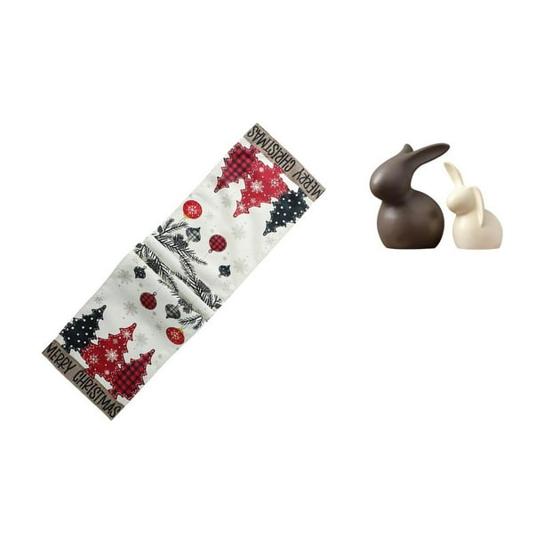 Camino de mesa navideño,Camino de mesa navideño de temporada para cocina de invierno,Estatua de cerámica,Juego de estatuas de cerámica para decoración de mesa de oficina en casa,Figuras