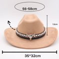 thumbnail image 2 of Eosunjian Cowboy Hat Polyester Lightweight Cowboy Hat Cowboy Hat for Women Men Brim Western Style with Bull Head Band Decoration Lightweight for All-day, 2 of 8