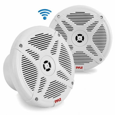 Pyle PLMRF65MW - Dual 6.5’’ Waterproof-Rated Bluetooth Marine Speakers, 2-Way Coaxial Full Range Amplified Speaker System with Wireless RF Streaming (600 (Best Rated In Wall Speakers)