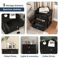 thumbnail image 4 of Kepooman Black Nightstand with 3 Drawers, Night Stand for Bedroom, Small Dresser with Fabric Bins, Leather Finish, 4 of 9