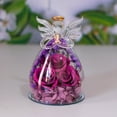 thumbnail image 5 of Natural Immortal Flowers Valentines Day Gifts, Angel Figurines Glass Cover with Preserved Forever Real Rose, Glowing Love Decorations Romantic Angel Flowers Gifts for Women, 1Pc(Purple,3.9x3.9x5.9"), 5 of 7