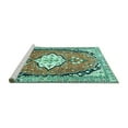 thumbnail image 2 of Ahgly Company Machine Washable Indoor Rectangle Medallion Turquoise Blue Traditional Area Rugs, 4' x 6', 2 of 4