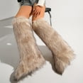 thumbnail image 5 of Women's Winter Solid Color Fluffy Faux Fur Knee High Snow Boots Girls's Outdoor Plush Warm Furry Long Boots Big Size, 5 of 5