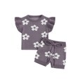 thumbnail image 2 of Aojekbee Baby Girls Summer 2 Piece Outfits Floral Print Ruffle Tank Tops and Elastic Shorts Set Fashion Cute Clothes, 2 of 10