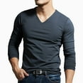 thumbnail image 2 of Fule Mens Long Sleeves Muscle V Neck Slim Blouse Activewear Tops Tee Undershirt, 2 of 9