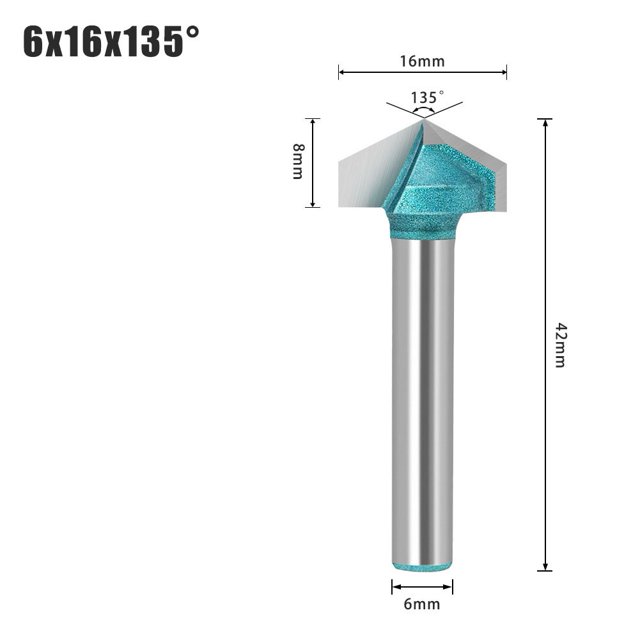 6mm V Router Bit Tungsten Steel Woodworking Milling Cutter 90 120 135 150 Degree