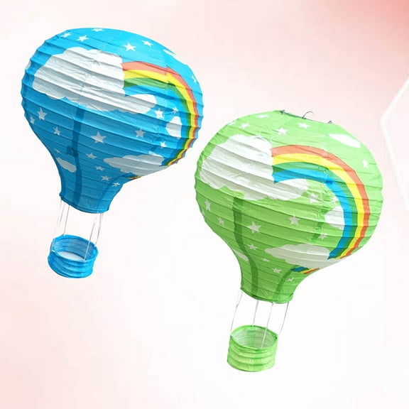 Worgeous Colorful Hanging Hot Air Balloon Paper Lantern for Party Decoration 2 Pcs 30cm Assorted Color