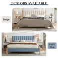 thumbnail image 5 of King Size Platform Bed Frame with Linen Upholstered Headboard, Strong Metal & Wooden Slats Support, Heavy Duty Feet, No Box Spring Needed/Noise-Free/Easy Assembly, Eco Friendly Packaging, Light Blue, 5 of 6