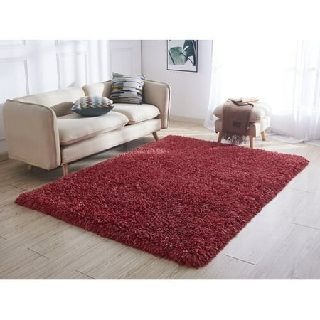 Latitude Run Rosena Coral Shaggy Hand Tufted Peach Area Rug