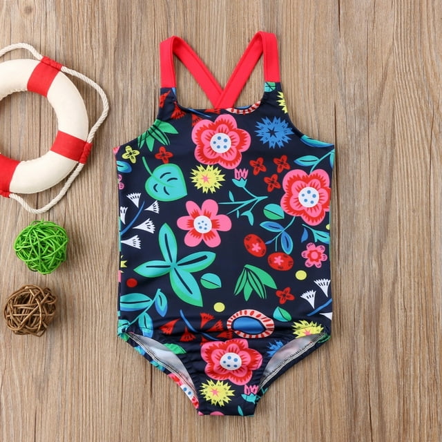 Maillot de Bain une Pièce Monokini à Imprimé Floral pour Tout-Petits, Enfants, Bébé Fille, Tenue de Natation