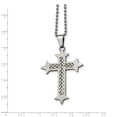 thumbnail image 3 of Stainless Steel Silver Inlay Cross Pendant Necklace 24in, 3 of 3
