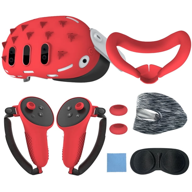Accesorios de silicona 9 en 1 para Meta Quest 3, funda para consola, antifaz, tapa para lentes, juego de accesorios de realidad virtual