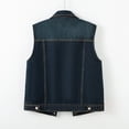 thumbnail image 4 of Zysthvn Denim Womens Jackets Sleeveless Single Breasted Casual Plus Size Women's Coats with Pockets Button Solid Vintage Tops, 4 of 9