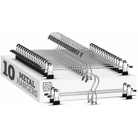 Heavy-Duty Add-On Metal Skirt Hangers with Clips  Multi Stackable Add on Metal Hangers  Adjustable Clip Pants Hanger  Skirt Hanger with Clips  Chrome Hook  Cascading Clip Hanger Jeans (10 Pack)