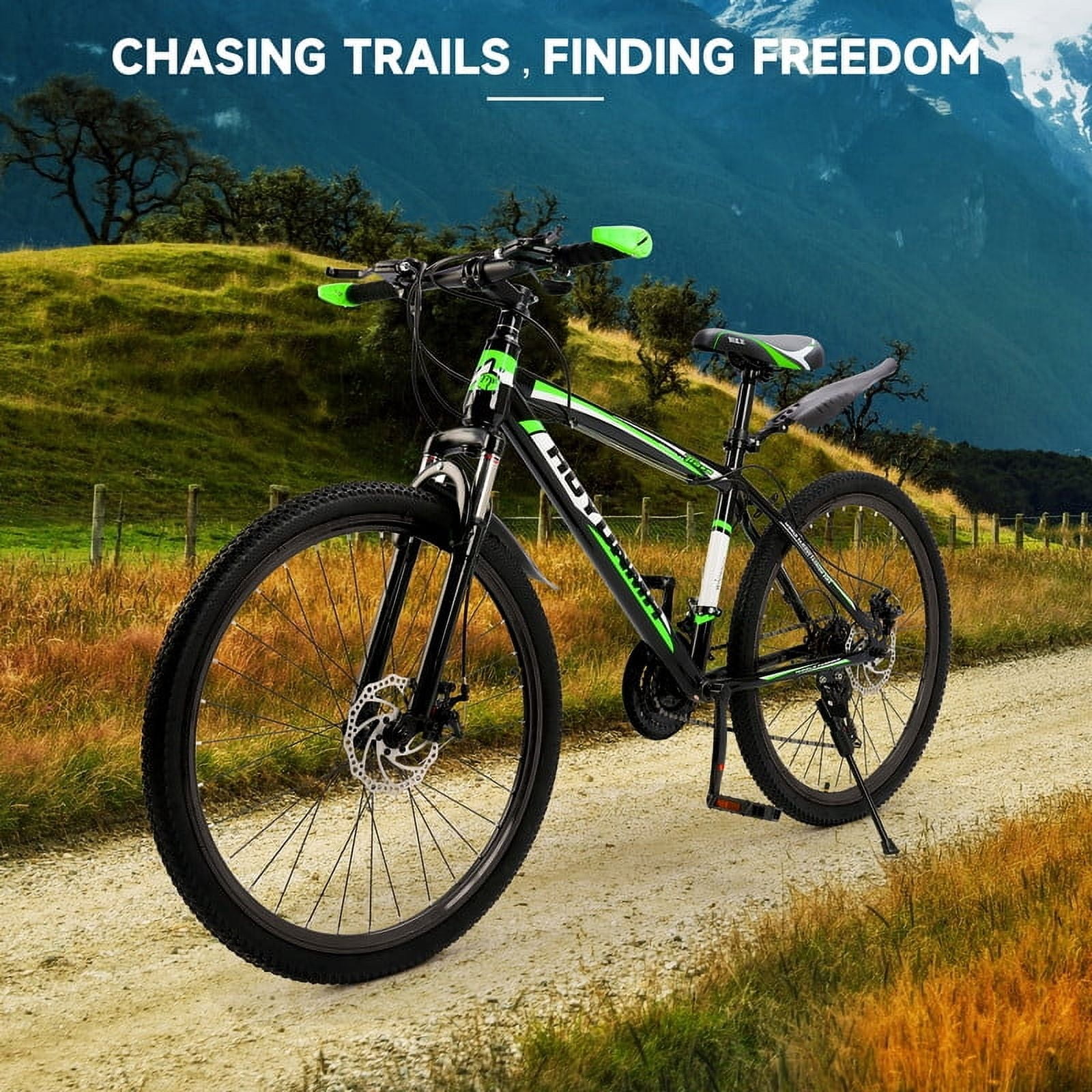 ARTUDATECH Mountain Bike for Men/Women, 26" Sizes, 24 Speed Shimano Twist Shifting, Front or Dual Suspension, Comfort Saddle Red/White/Blue/Green