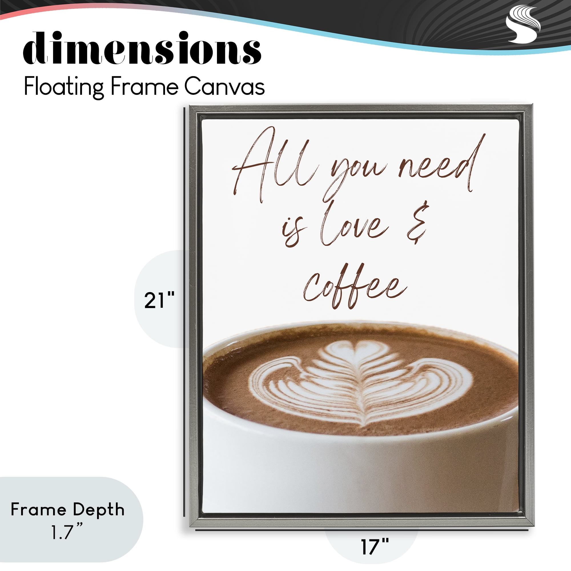 Stupell Industries All You Need Love & Coffee Gray Framed Floater Canvas Wall Art, design by Jesse Keith