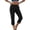 Black, variant on Women's Cotton Linen Capris Lightweight Summer Elastic Waisted Split Side Cropped Trouser Casual Sports Capri Pants with Pockets