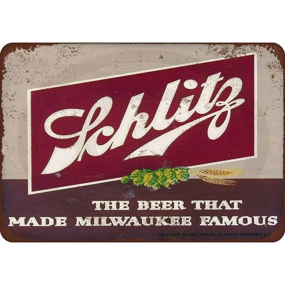 (Aluminum metal) Schlitz Beer Bar Pub Rustic Retro Metal Sign Size: 8 x 12 Inch