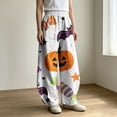 thumbnail image 2 of Bovemsi Flowy Pants for Women Wide Leg Barrel Baggy Trousers, Elastic High Waist Casual Pants With Pockets Fashion Outfits Clothes XXXL Multicolor, 2 of 4