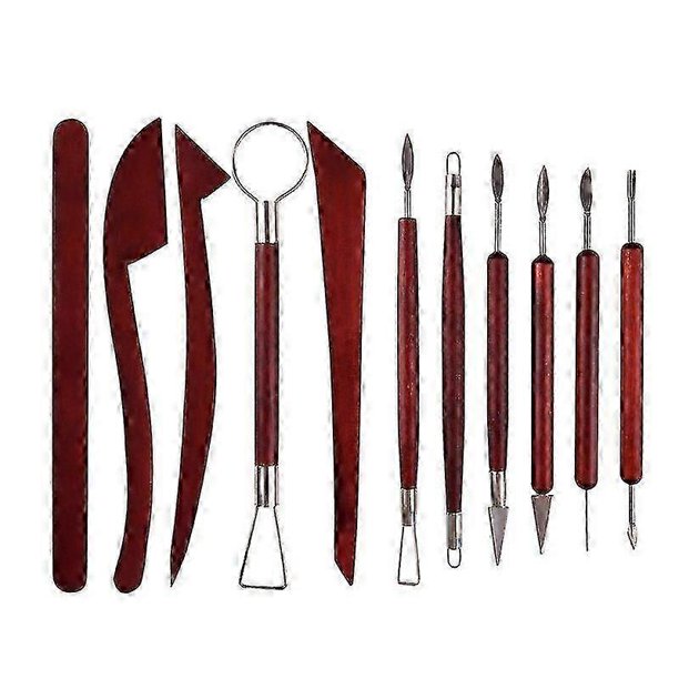 Kit de 11 herramientas para modelar arcilla polimérica y esculpir arcilla, ideal para cerámica y escultura. Incluye también herramientas de madera para punteado.