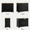 thumbnail image 5 of Tcbosik Kitchen Island with Charging Station and Trash Can Cabinet, Rolling Island Table with Drawers and Open Shelves, Storage Cart with Lockable Wheels for Dining Room, Black, 5 of 9