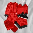 thumbnail image 6 of GERsome 5 Piece Womens Satin Pajama Set, Lace Cami Shorts Sleepwear with Robe Soft Nightwear S-3XL, 6 of 7