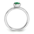 thumbnail image 2 of 925 Sterling Silver Stackable Expressions Low 5mm Round Cr. Emerald Ring Size: 6; for Adults and Teens; for Women and Men, 2 of 5