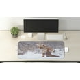 thumbnail image 2 of Fox Computer Mouse Pad, Countryside Snow Landscape Furry Wild Animal Hunting Vulpine Cold Winter Print, Rectangle Non-Slip Rubber Mousepad Large, 31" x 12", Redwood Brown White, by Ambesonne, 2 of 2