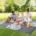 thumbnail image 7 of EastVita Area Rugs Carpets 9'*18' Outdoor Rugs Modern Leaves Pattern Reversible Plastic Straw Rug Waterproof Camping Rug for Patio RV Beach Deck,Gray White gray 9*18ft, 7 of 7
