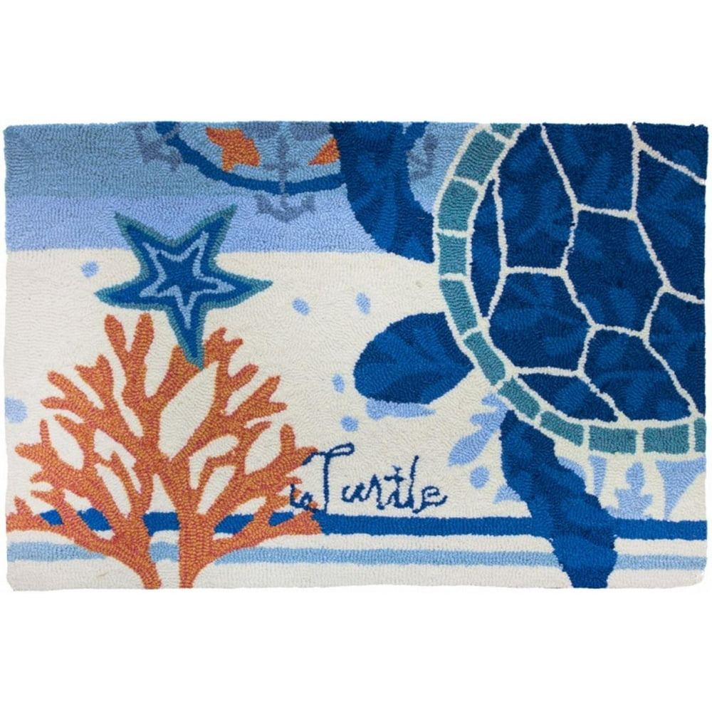 3 Nautical Turtle Hand Hooked Rectangular Door Mats 22" x 34" Walmart
