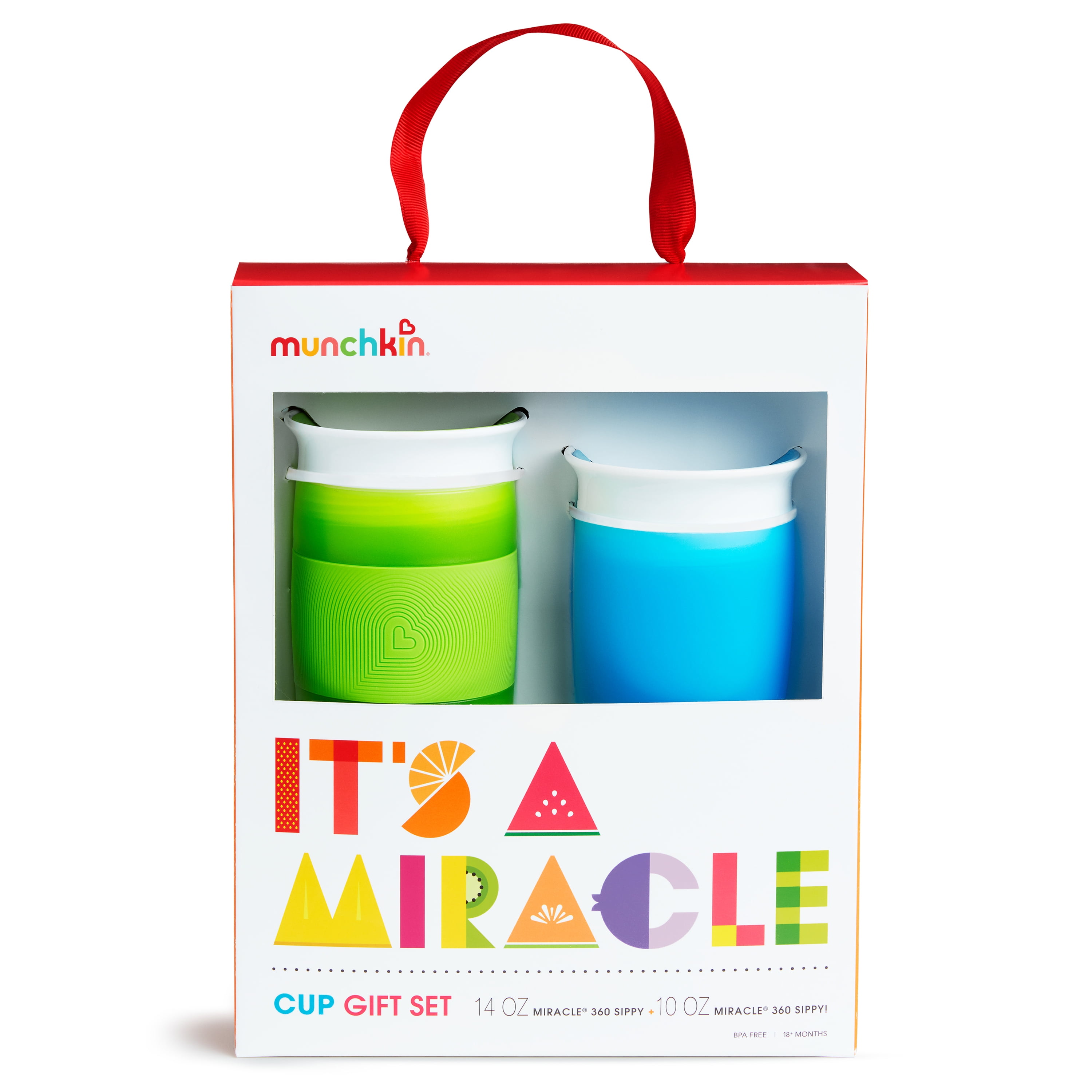 Munchkin® It's a Miracle®! Gift Set, Includes 10 oz & 14 oz Miracle® 360° Cups, Blue/Green, Unisex