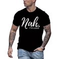 thumbnail image 1 of Camiseta con estampado "NAH. I'M GOOD" de cuello redondo y manga corta, cómoda e informal para hombre, ideal para el día a día en verano., 1 of 6