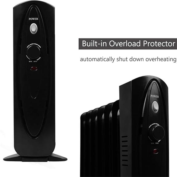 Oil Filled Radiator Heater with Adjustable tat, Electric Personal Heater with Overheat ty, for Home and Office, 700W, Black