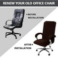 thumbnail image 5 of Qingruibz Velvet Plush Stretch Computer Office Chair Cover with Armrest,Solid Color Spandex Slipcover Protective,Removable Stretchable Universal Desk Chair Covers, Rotating Chair, Coffee-XL, 5 of 8