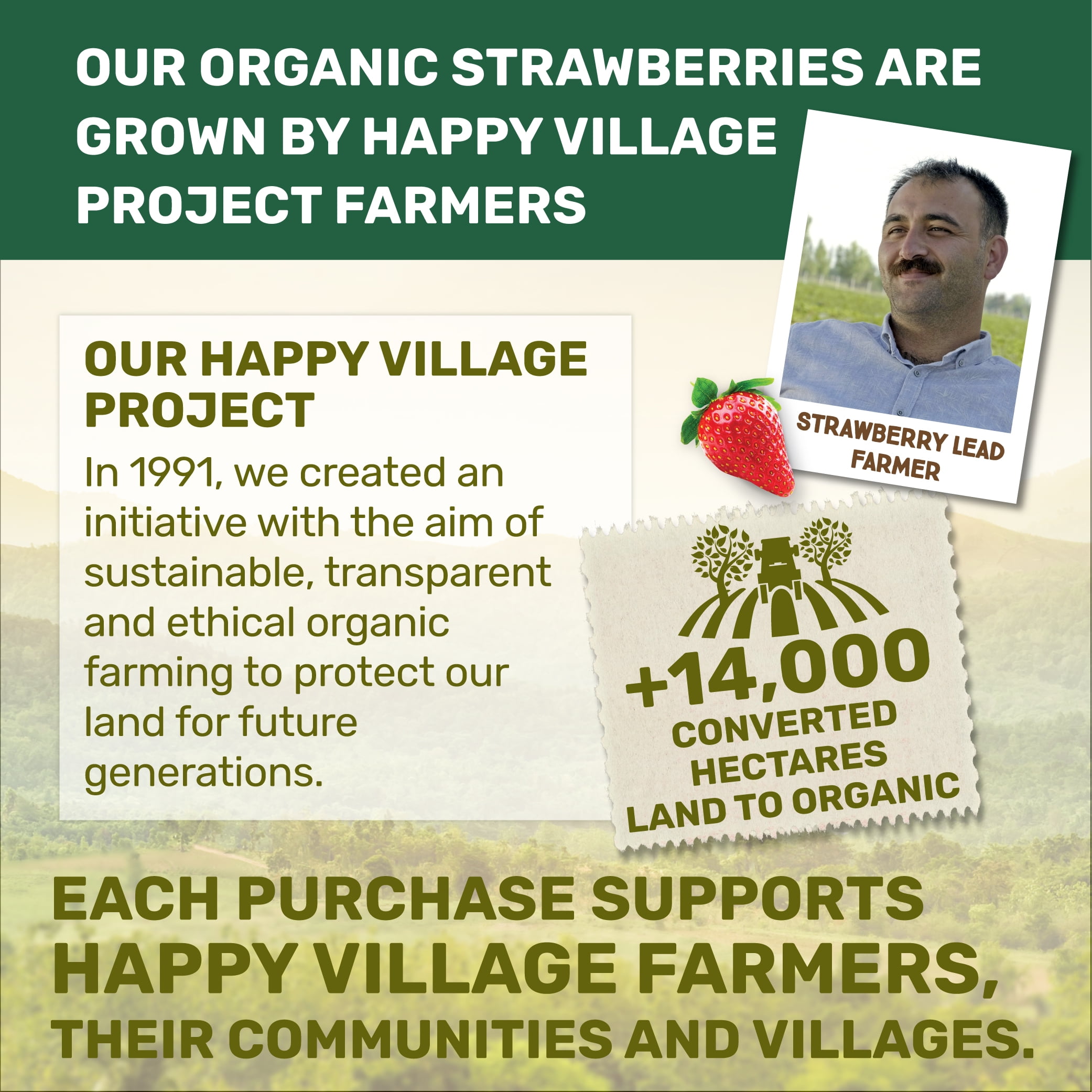 Happy Village Organic Dried Strawberries, 18 oz Resealable pack, Soft & Juicy, Kosher, Non-GMO, Apple Juice Infused Strawberry