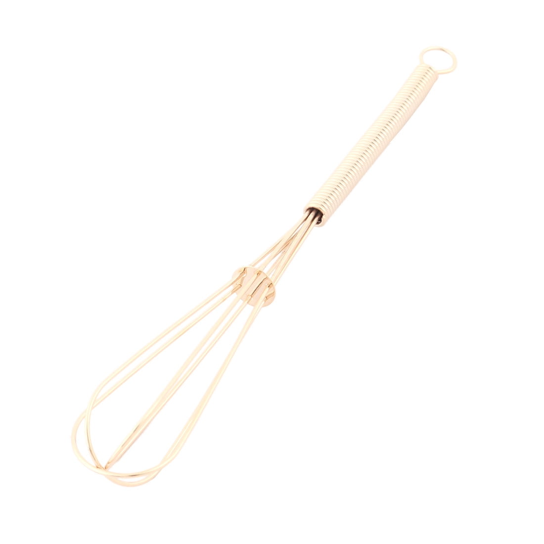 Stainless Steel Spring Loaded Handheld Egg Mixing Beater Gold Tone 18cm