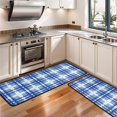 thumbnail image 3 of Kitchen Rugs Sets Of 2,Blue and White Grid Pattern Anti Fatigue Kitchen Mat Rugs Non Slip Washable,Decorative Kitchen Floor Mats for Kitchen,Sink,Laundry,17"x47"+17"x47", 3 of 5