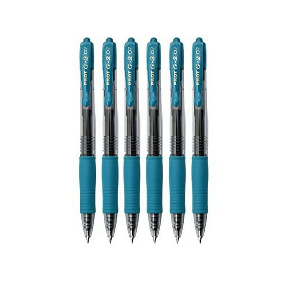 PILOT G2 Premium Refillable & Retractable Rolling Ball Gel Pens, 0.7mm Fine Point, Teal, 6-Pack (11085)