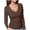 Brown, variant on Women's Ribbed V Neck Slim Fitted T Shirts Basic Solid Long Sleeve Layering Tee Tops Long Sleeve Compression Shirt Mod Bod Tops Woman T Shirt Short Sleeve Summer Sports Women Pack of Turtle Neck Top