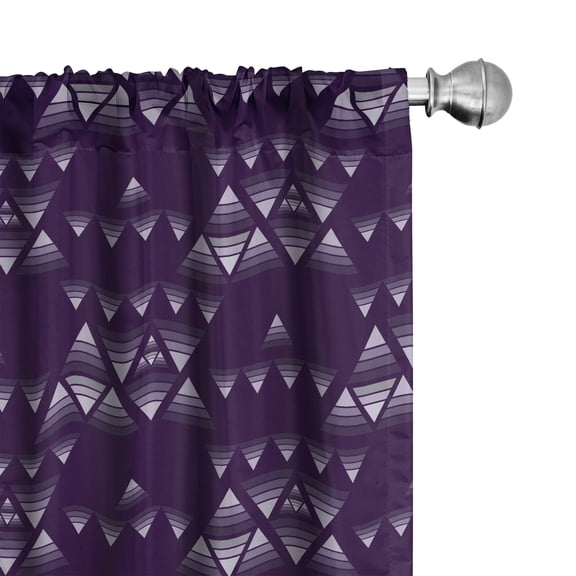 Ambesonne Futuristic Window Curtains, Triangle Patterns Art, Each 28" W x 63" L, Dark Purple Pale Lavender