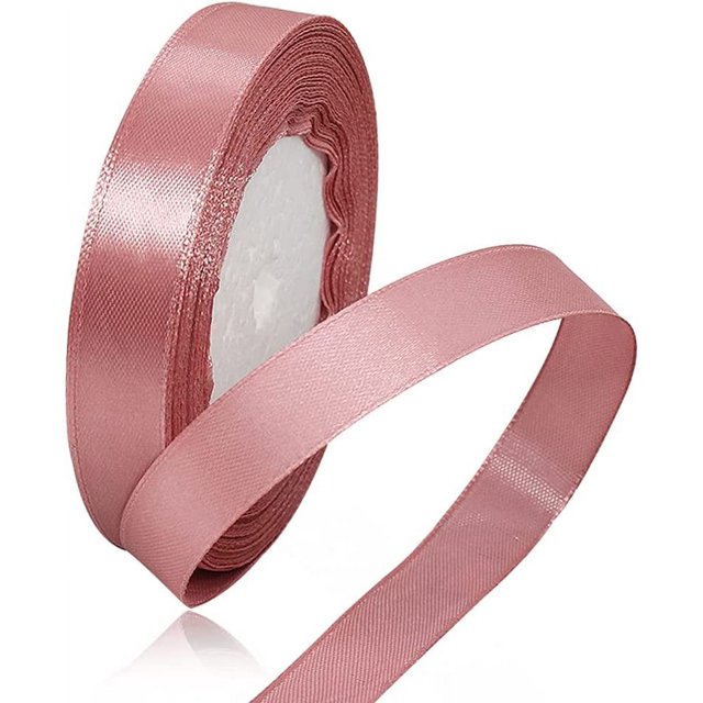 LAICAIW Solid Color Rose Gold Satin Ribbon, 5/8 Inches x 25 Yards Fabric Satin Ribbon for Gift Wrapping, Crafts, Hair Bows Making, Wreath, Wedding Party Decoration and Other Sewing Projects