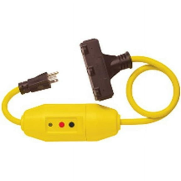 Tower Manufacturing 30438024 Auto-Reset 15 AMP Inline GFCI Cord, 2 Feet, Yellow