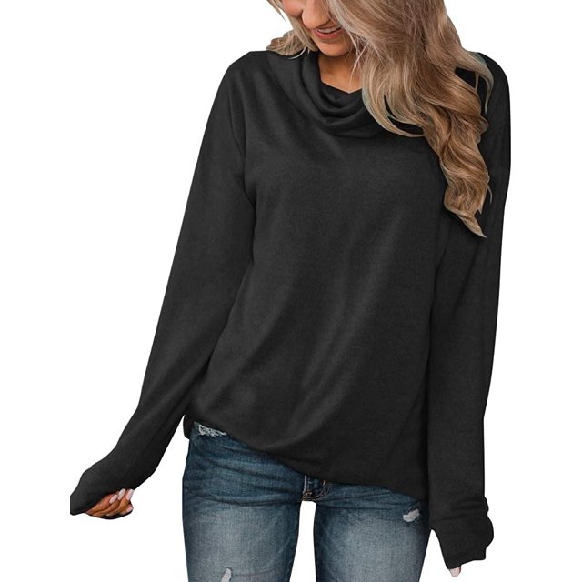 Pullovers à Manches Longues pour Femmes Col Bénitier Tunique Chemise Décontractée