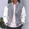 thumbnail image 1 of Lefu Men Classic Thin Fleece Baseball Jacket Fashion University Varsity Splicing Coat, 1 of 9