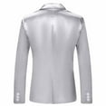 thumbnail image 5 of ZCFZJW Men's Casual Knit Blazer Slim Fit Lightweight Sport Coat Stretch Long Sleeve One Button Suit Jacket White L, 5 of 5